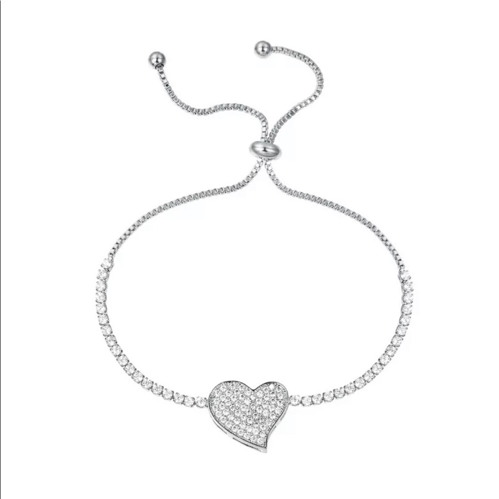 Daria White Gold Heart Bracelet